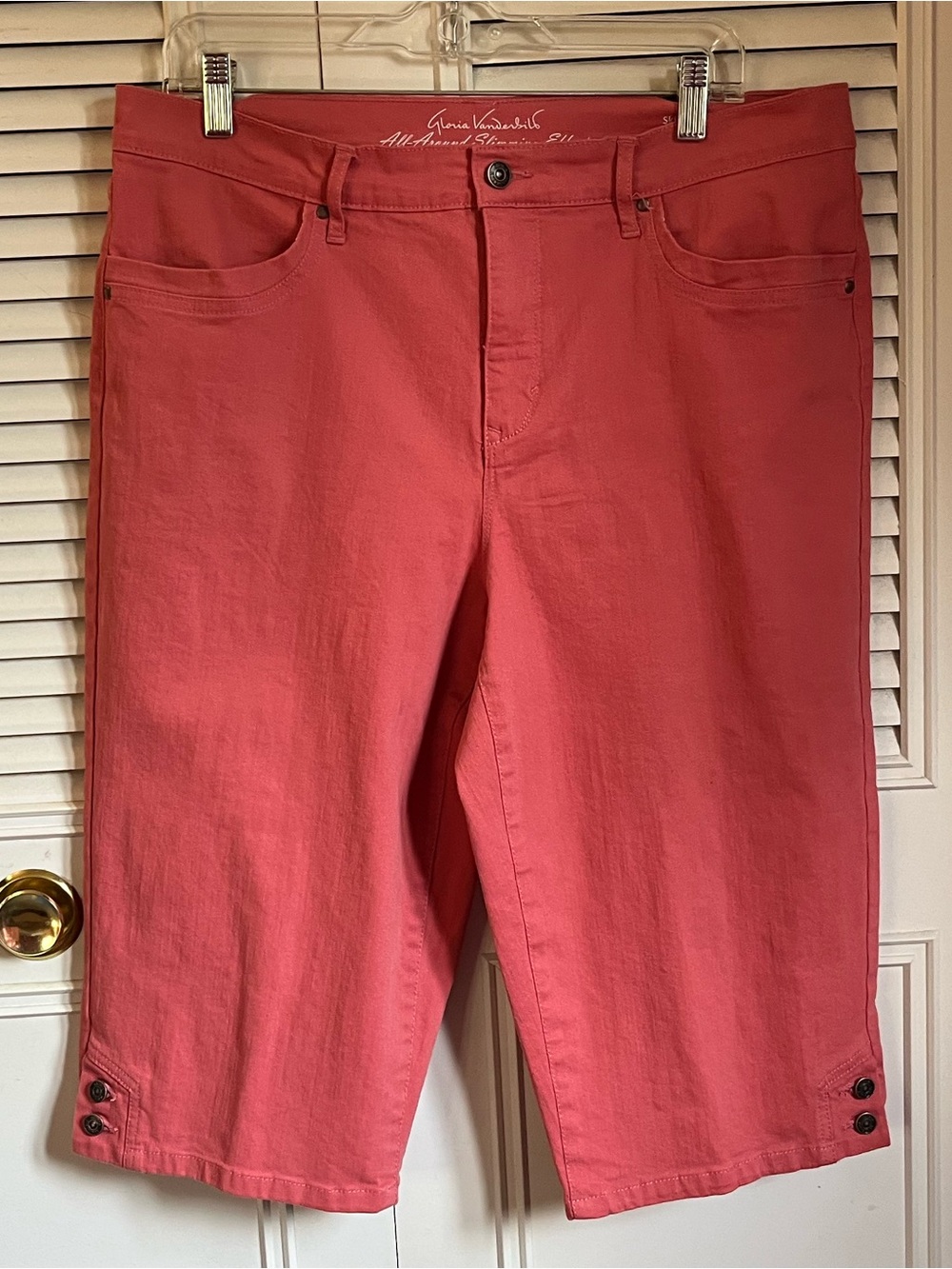 Gloria Vanderbilt All-Around Slimming Effect Skimmer Pants in Coral Sz 14